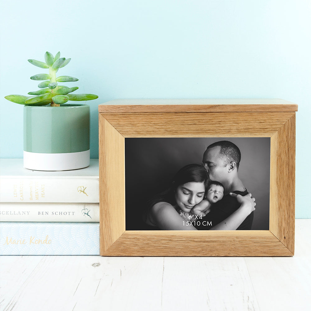 Personalised Mother's Love Midi Oak Photo Cube Keepsake Box