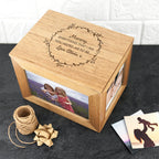 Personalised Thank You Mum Midi Oak Photo Cube Keepsake Box