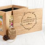 Personalised Thank You Mum Midi Oak Photo Cube Keepsake Box