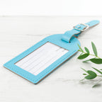 Personalised Pastel Blue Foiled Leather Luggage Tag