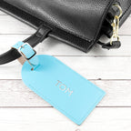 Personalised Pastel Blue Foiled Leather Luggage Tag