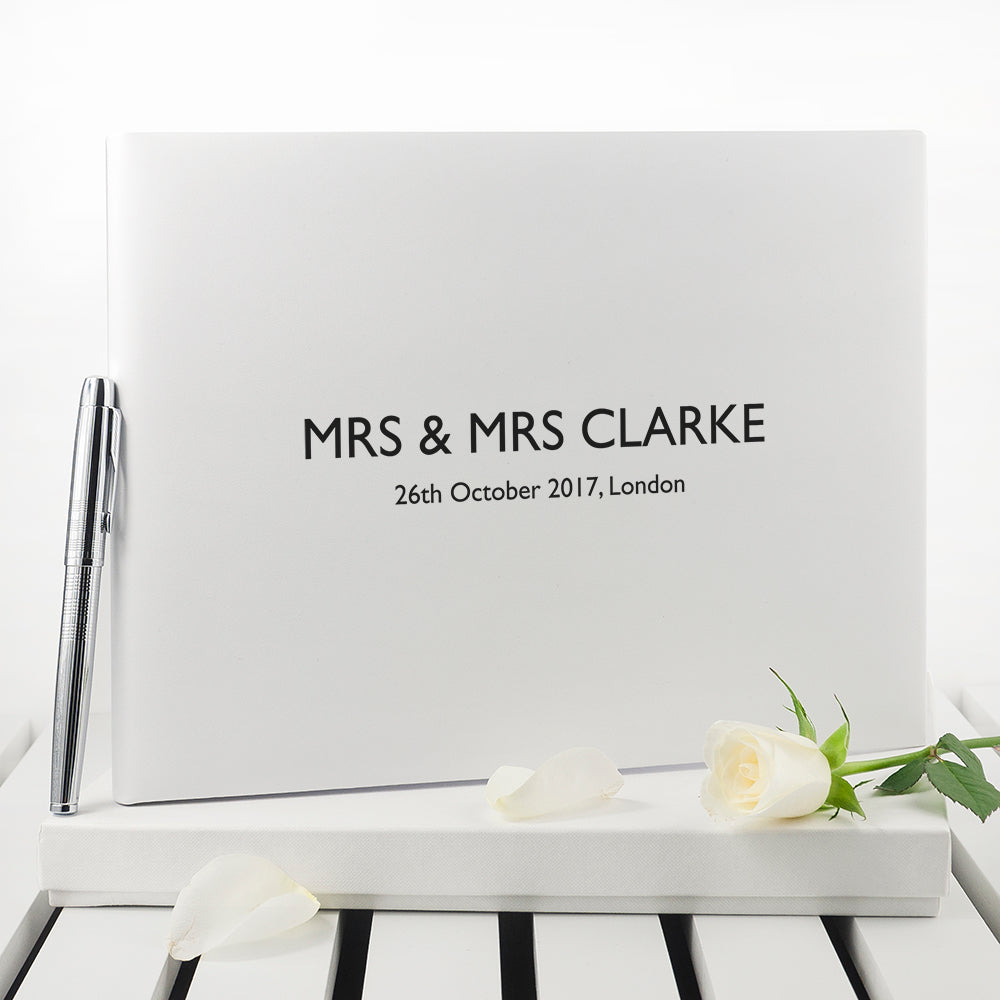White Leather Wedding Guest Book