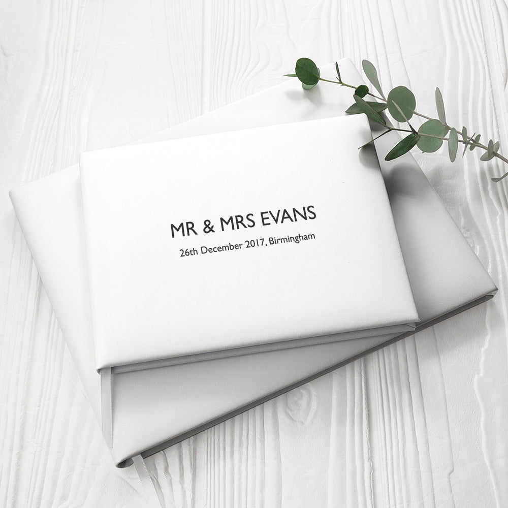White Leather Wedding Guest Book