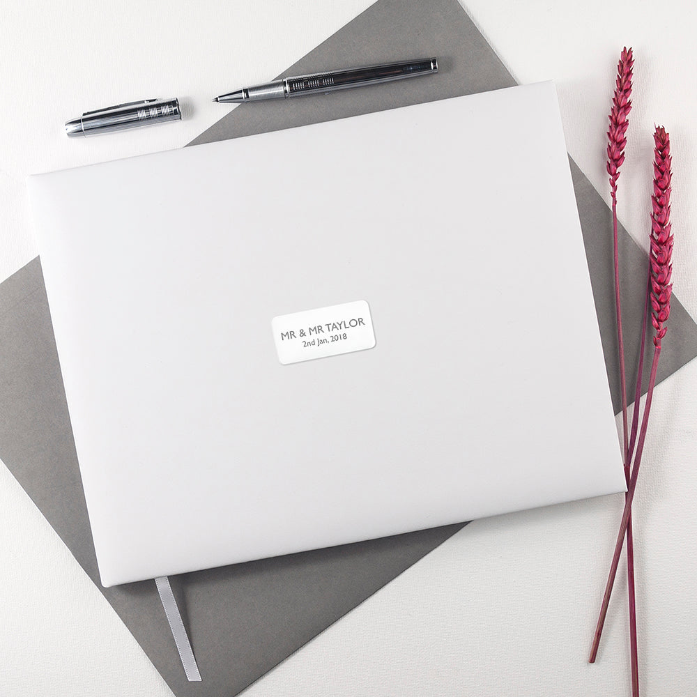Personalised White Leather Wedding Guest Book