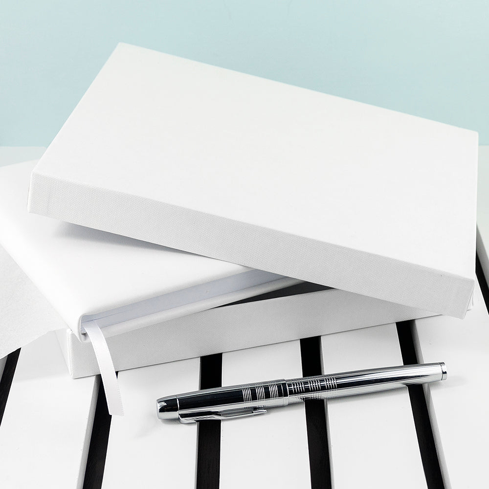 Personalised White Leather Wedding Guest Book