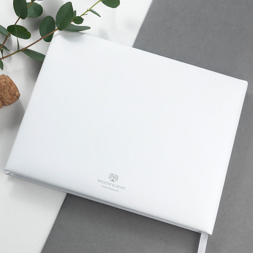 Personalised White Leather Wedding Guest Book