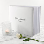Engraved White Leather Memoriam Book