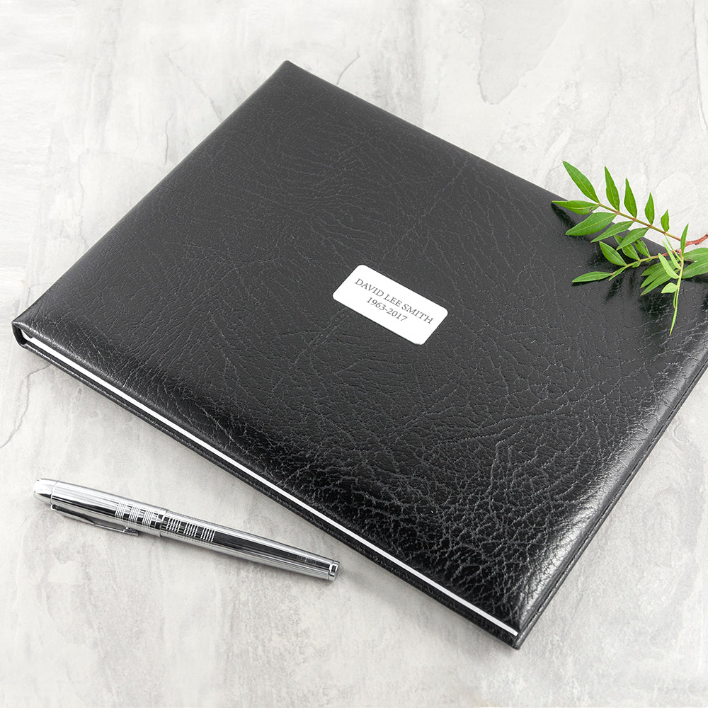 Personalised Black Leather Memoriam Book