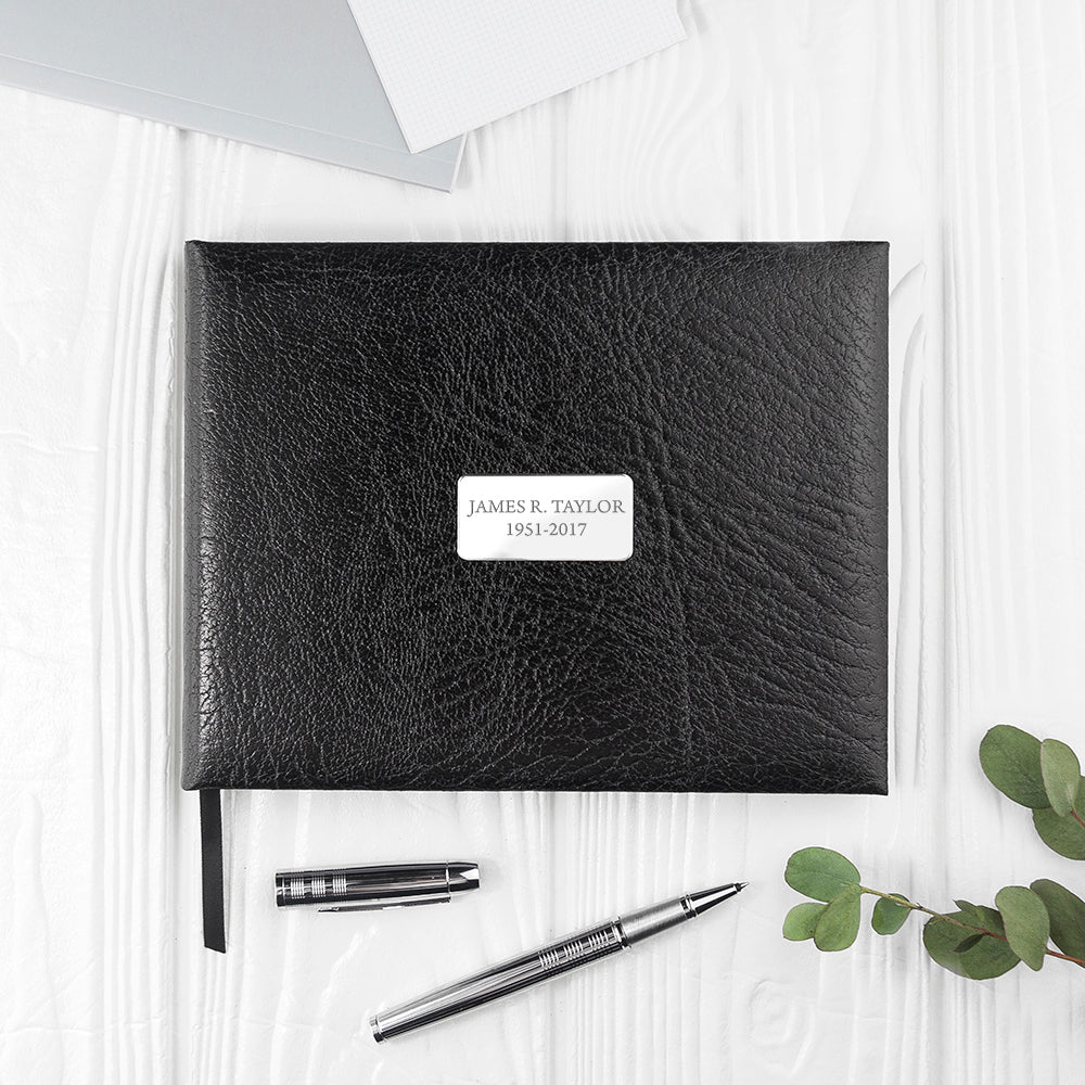 Personalised Black Leather Memoriam Book
