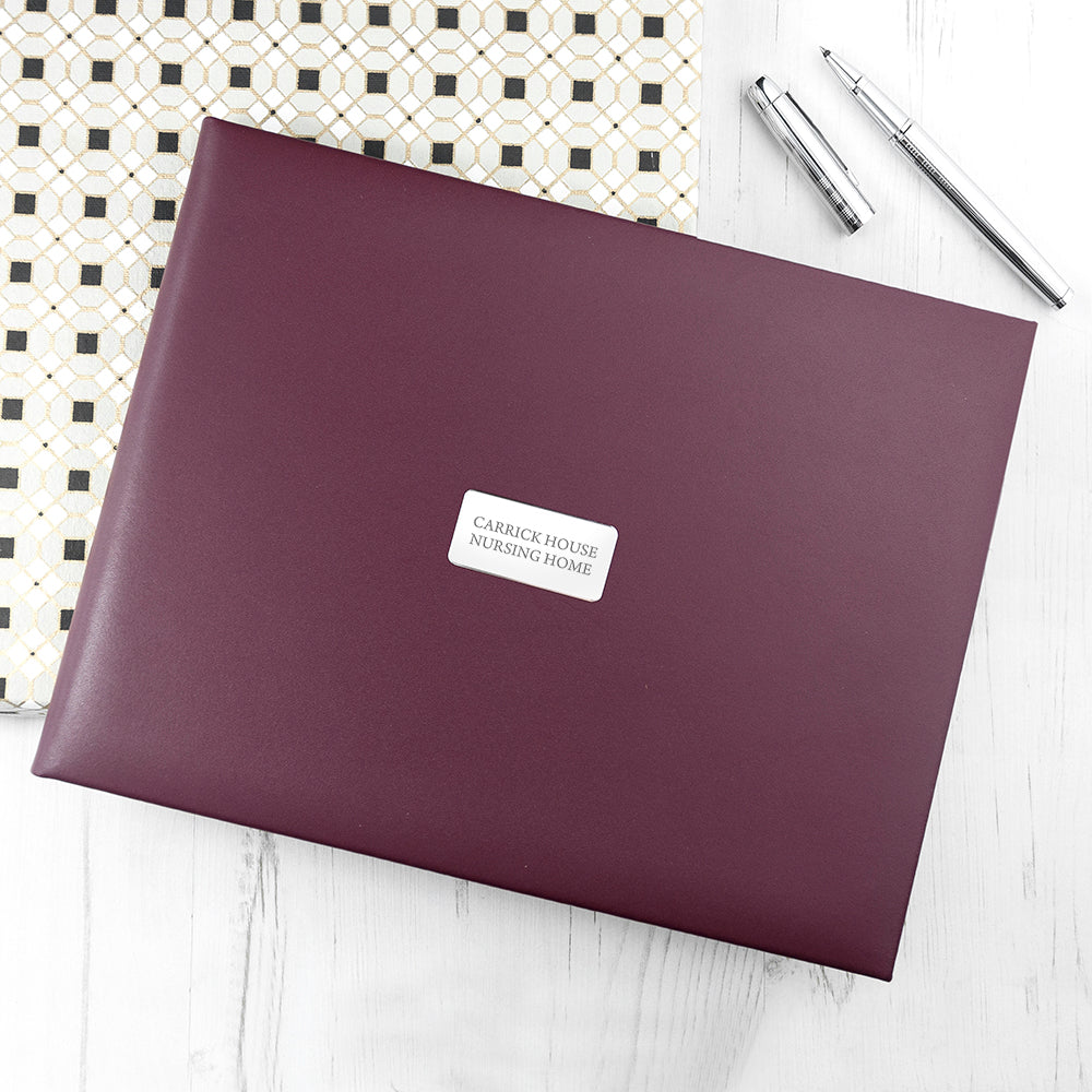 Personalised Burgundy Leather Visitors Book