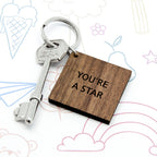 Personalised Square Walnut Keyring