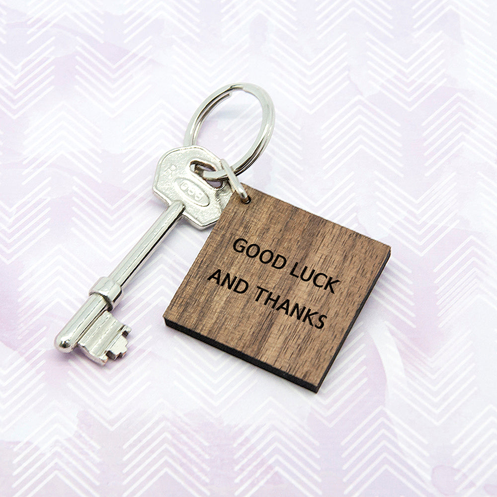 Personalised Square Walnut Keyring