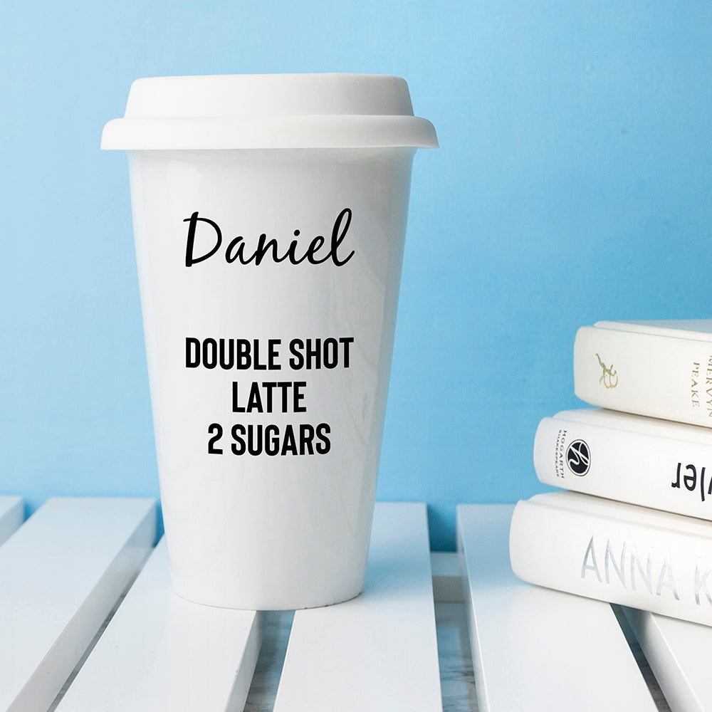 Personalised Name and Order Ceramic Travel Mug