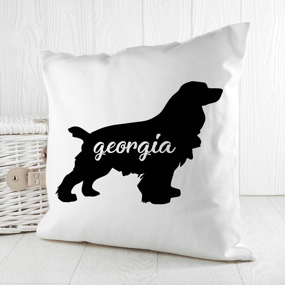 Personalised Cocker Spaniel Silhouette Cushion Cover