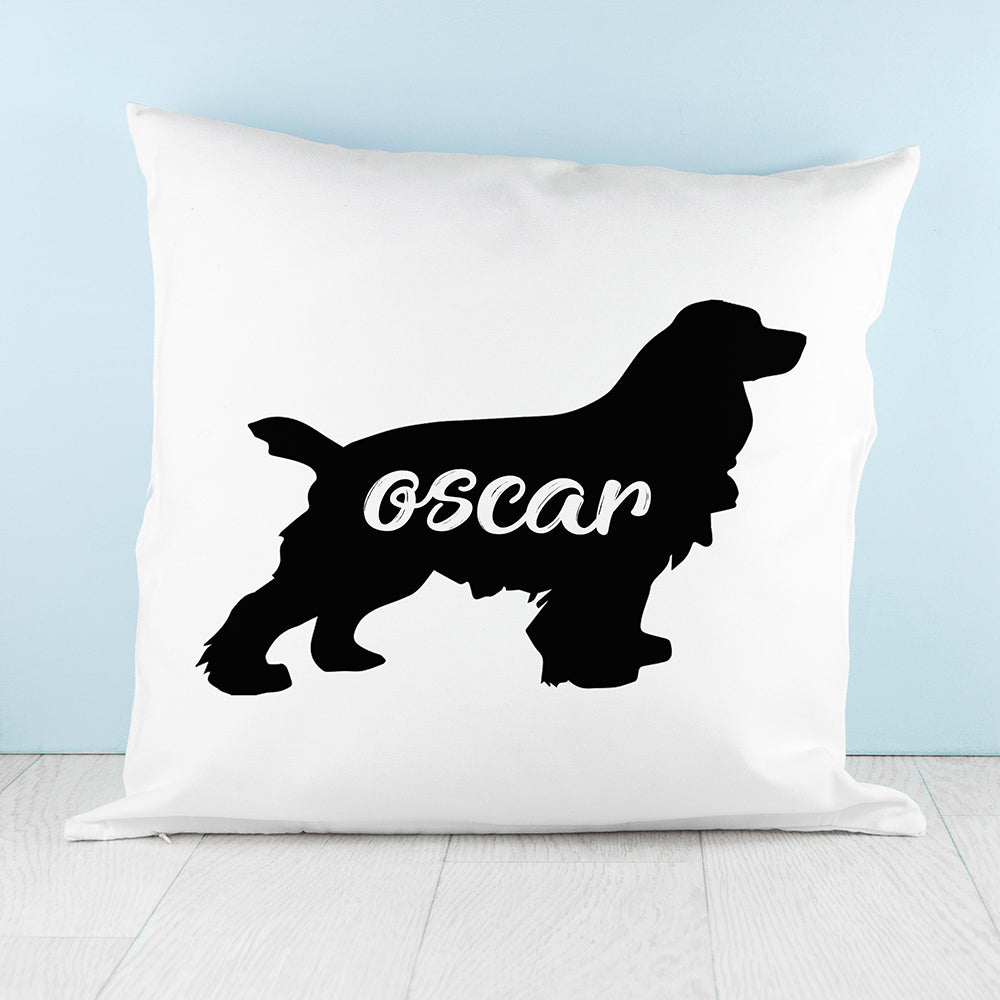 Personalised Cocker Spaniel Silhouette Cushion Cover