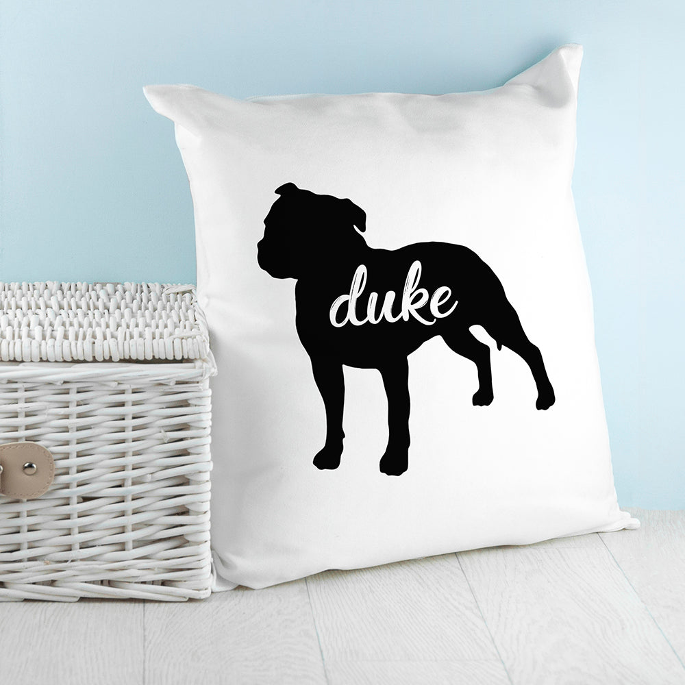 Personalised Staffordshire Terrier Silhouette Cushion Cover