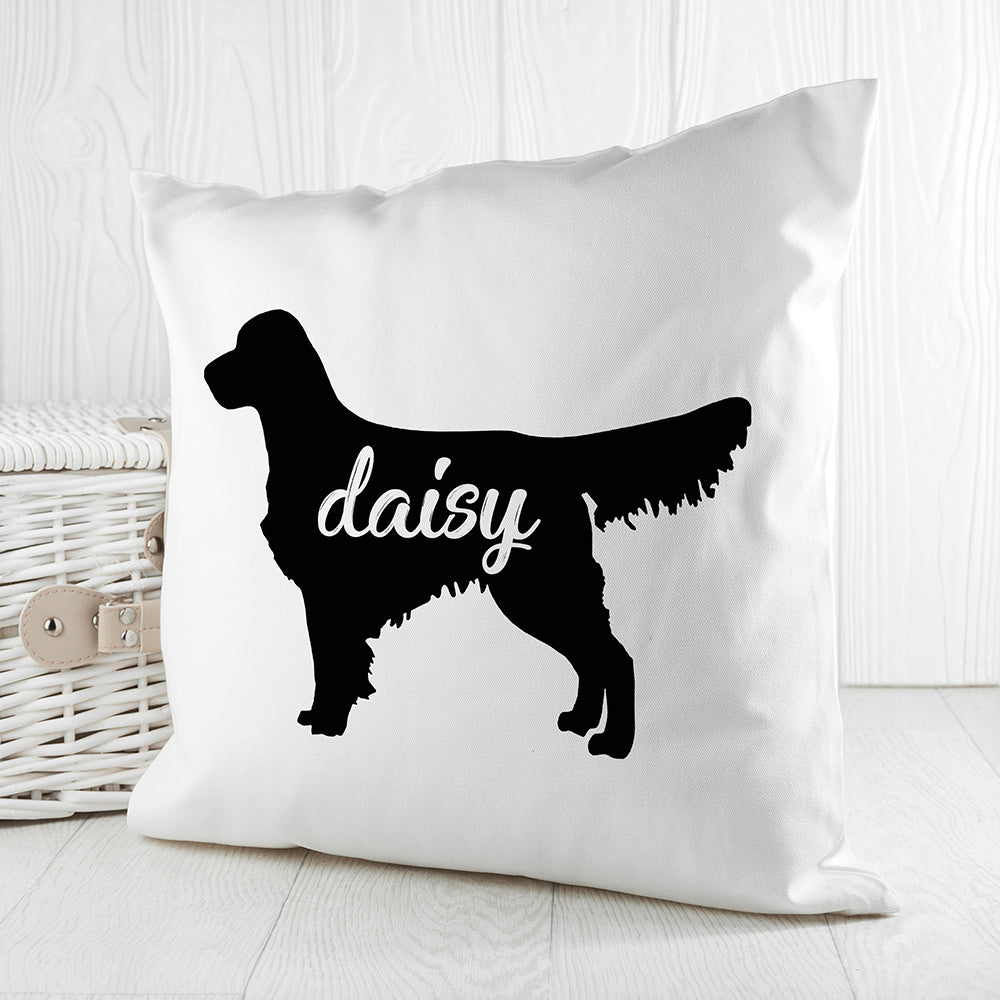 Personalised Golden Retriever Silhouette Cushion Cover