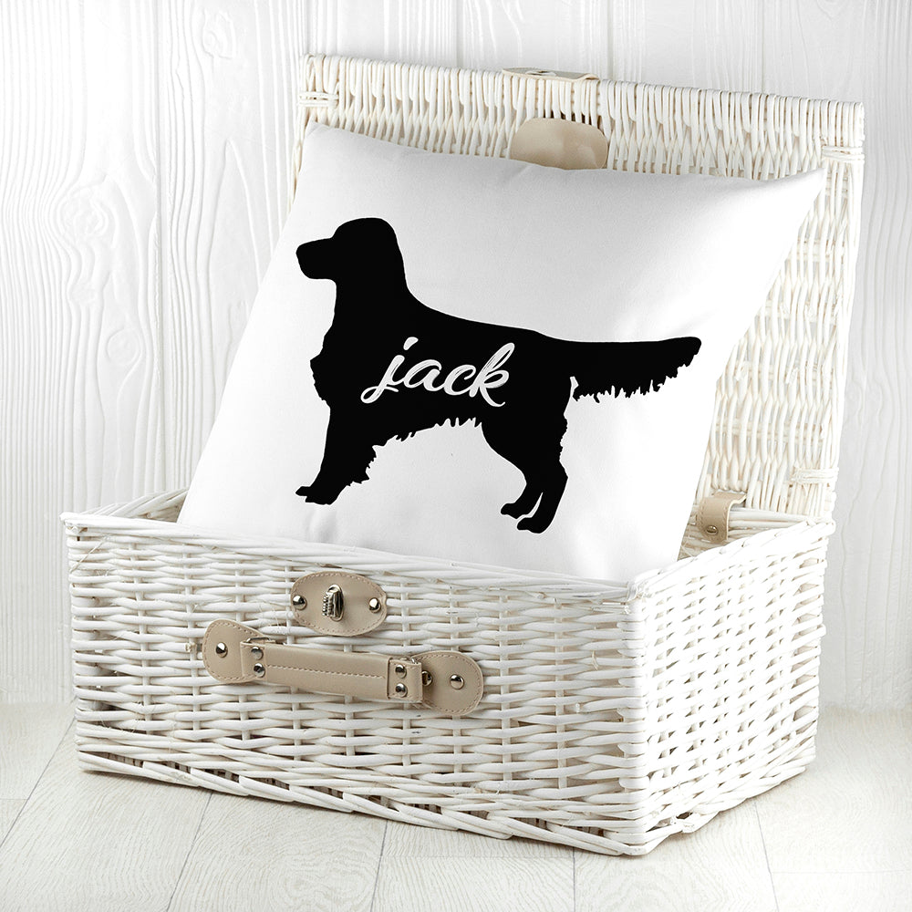 Personalised Golden Retriever Silhouette Cushion Cover