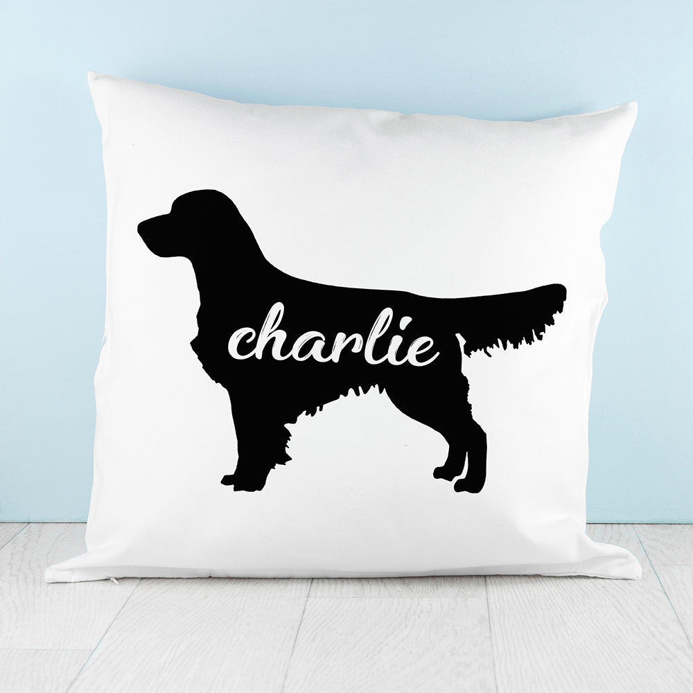 Personalised Golden Retriever Silhouette Cushion Cover