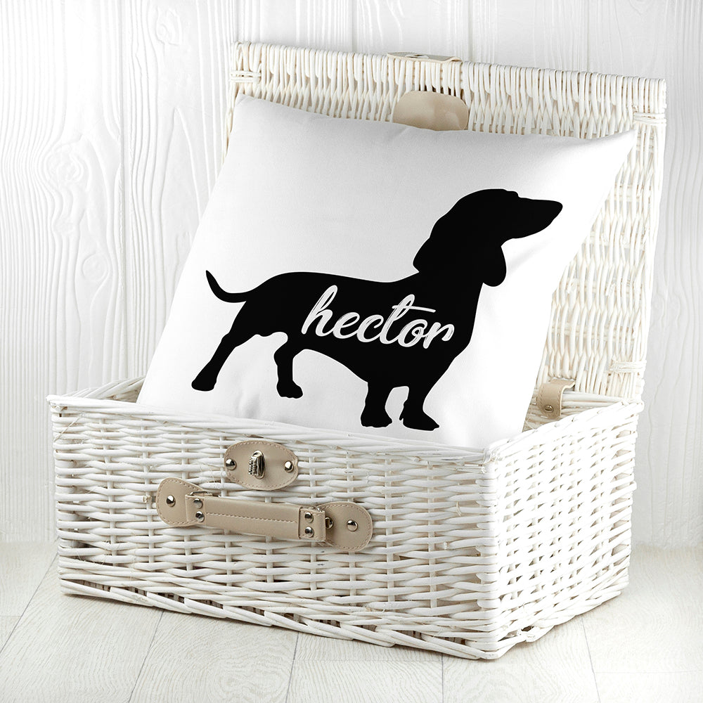 Personalised Daschund Silhouette Cushion Cover