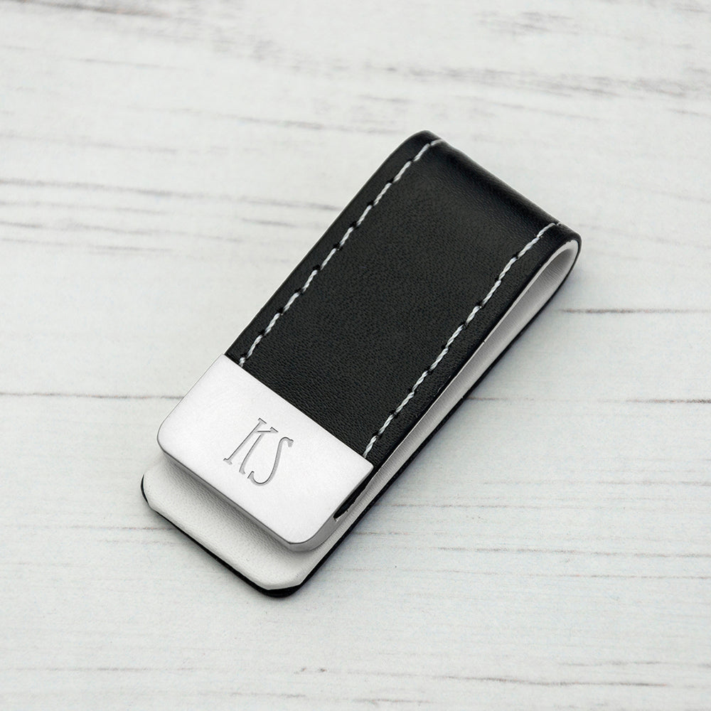 Black Leather Money Clip