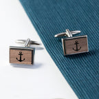 Iconic Hobbies Engraved Rectangle Walnut Cufflinks