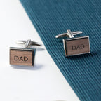 Monogram Engraved Rectangle Walnut Cufflinks