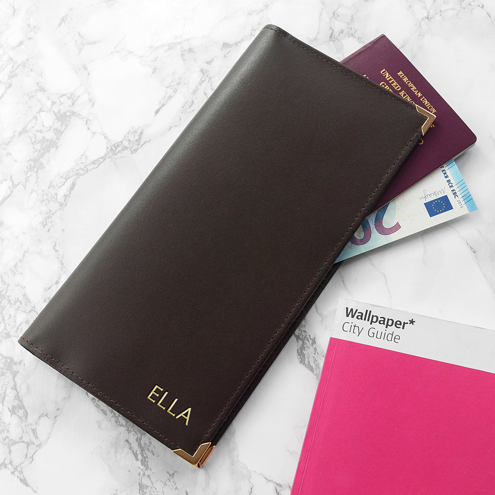 Personalised Luxury Leather Travel Wallet