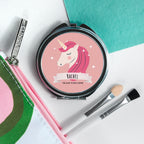 Personalised Sparkle Squad Round Pink Compact Mirror