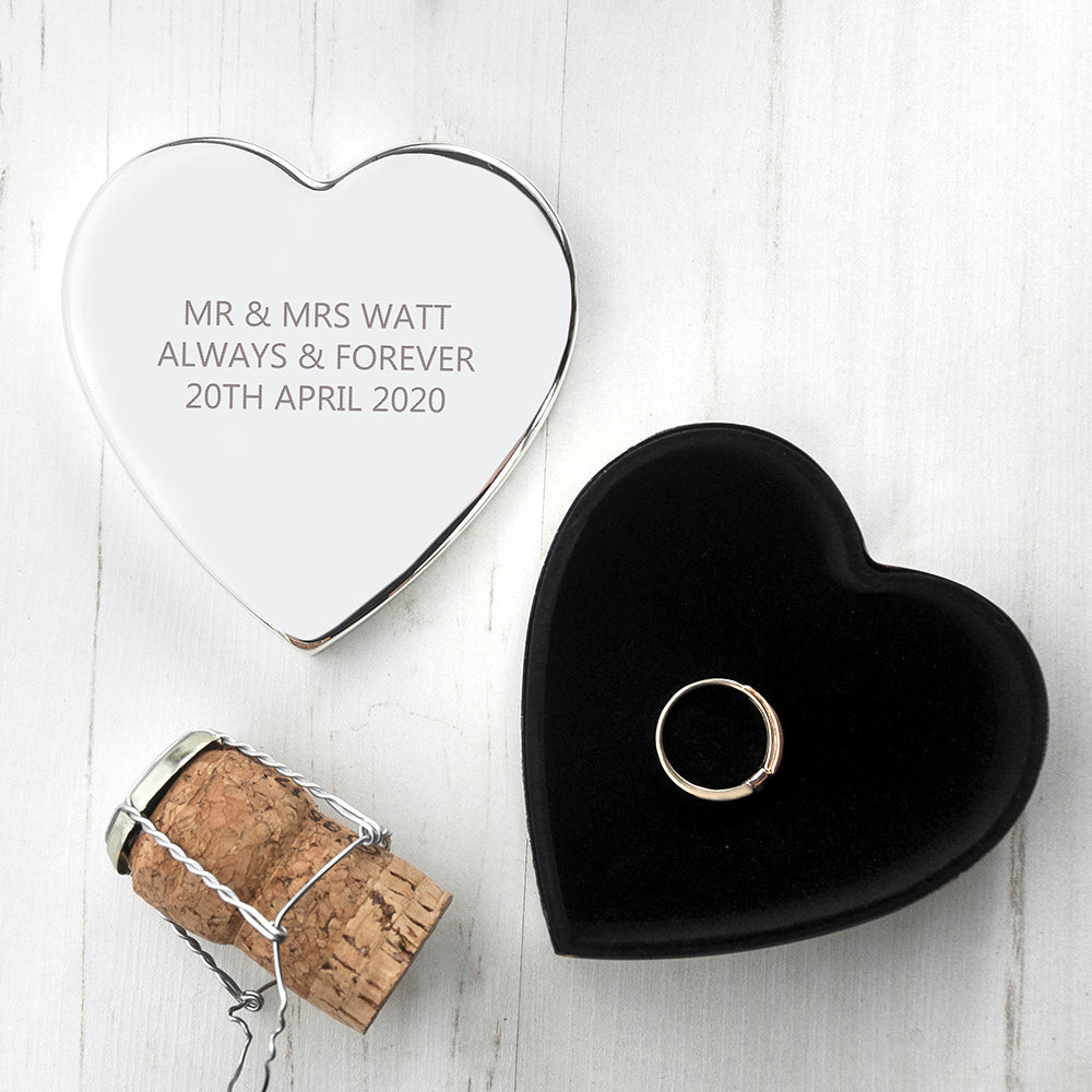 Personalised Classic Silver Heart Trinket Box