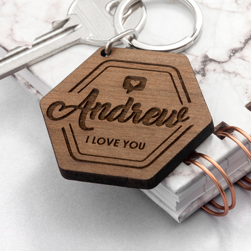 Personalised I Love You Engraved Keyring