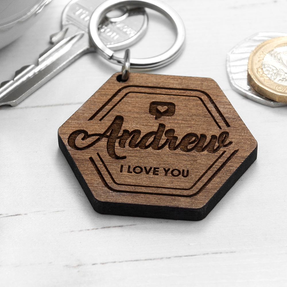 Personalised I Love You Engraved Keyring