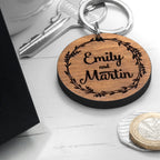 Personalised Romantic Wreath Engraved Keyring