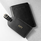 Personalised Black Foiled Leather Luggage Tag