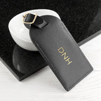 Personalised Black Foiled Leather Luggage Tag