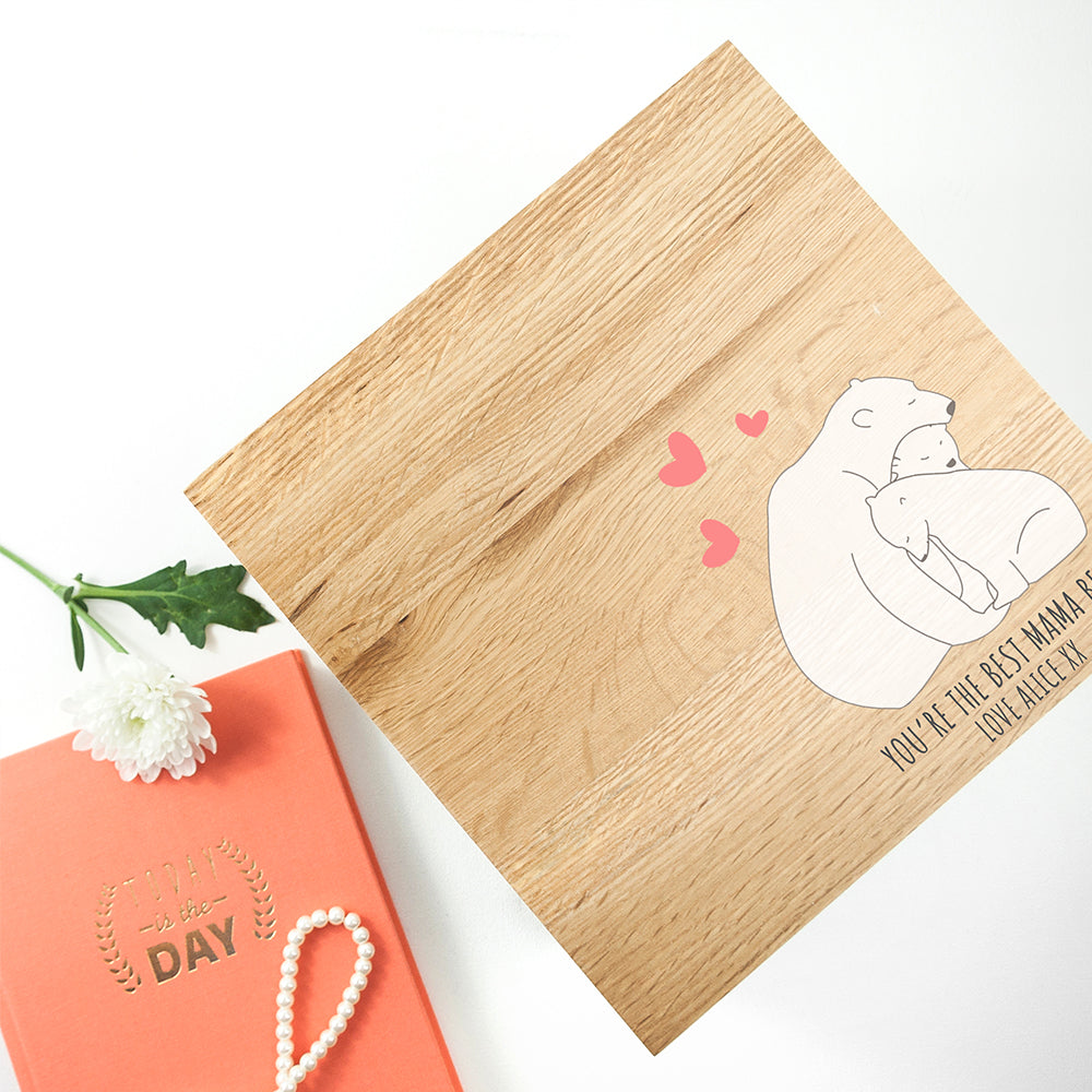 Personalised The Best Mama Bear Large Oak Photocube Box