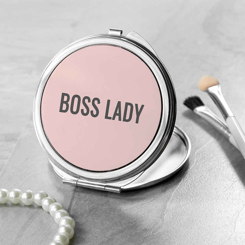 Personalised Boss Lady Round Compact Mirror