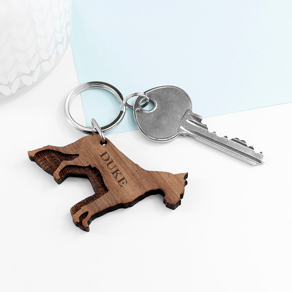 Personalised Dog Breed Wooden Keyring