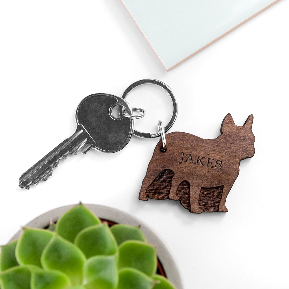 Personalised Dog Breed Wooden Keyring