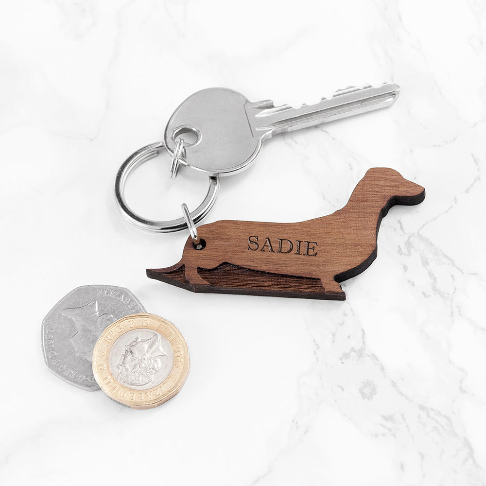 Personalised Dog Breed Wooden Keyring