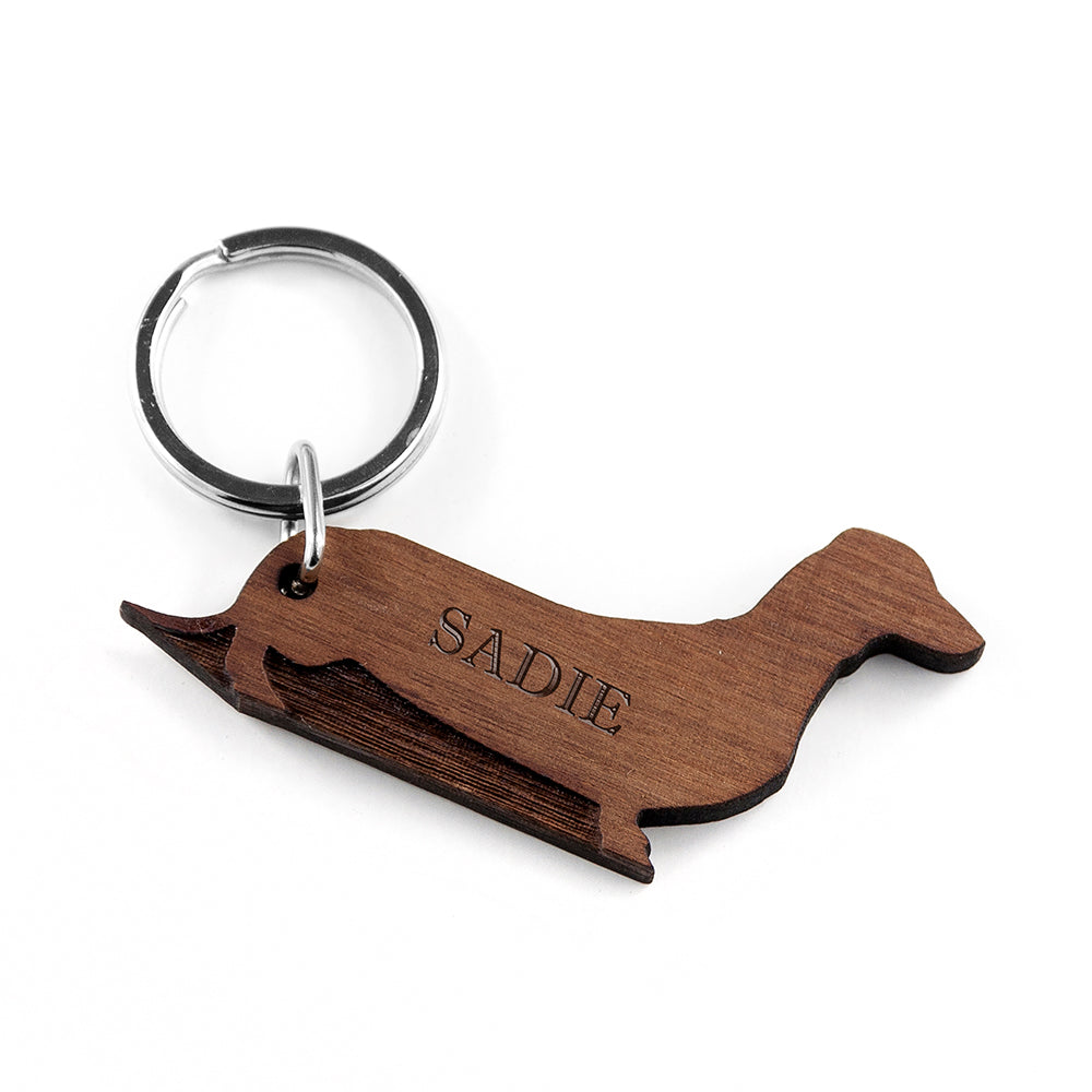 Personalised Dog Breed Wooden Keyring