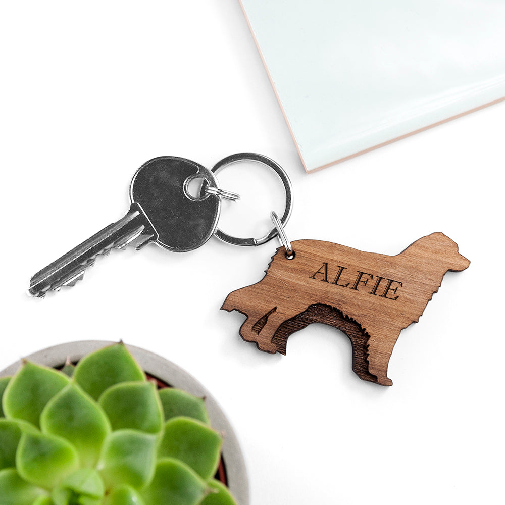 Personalised Dog Breed Wooden Keyring