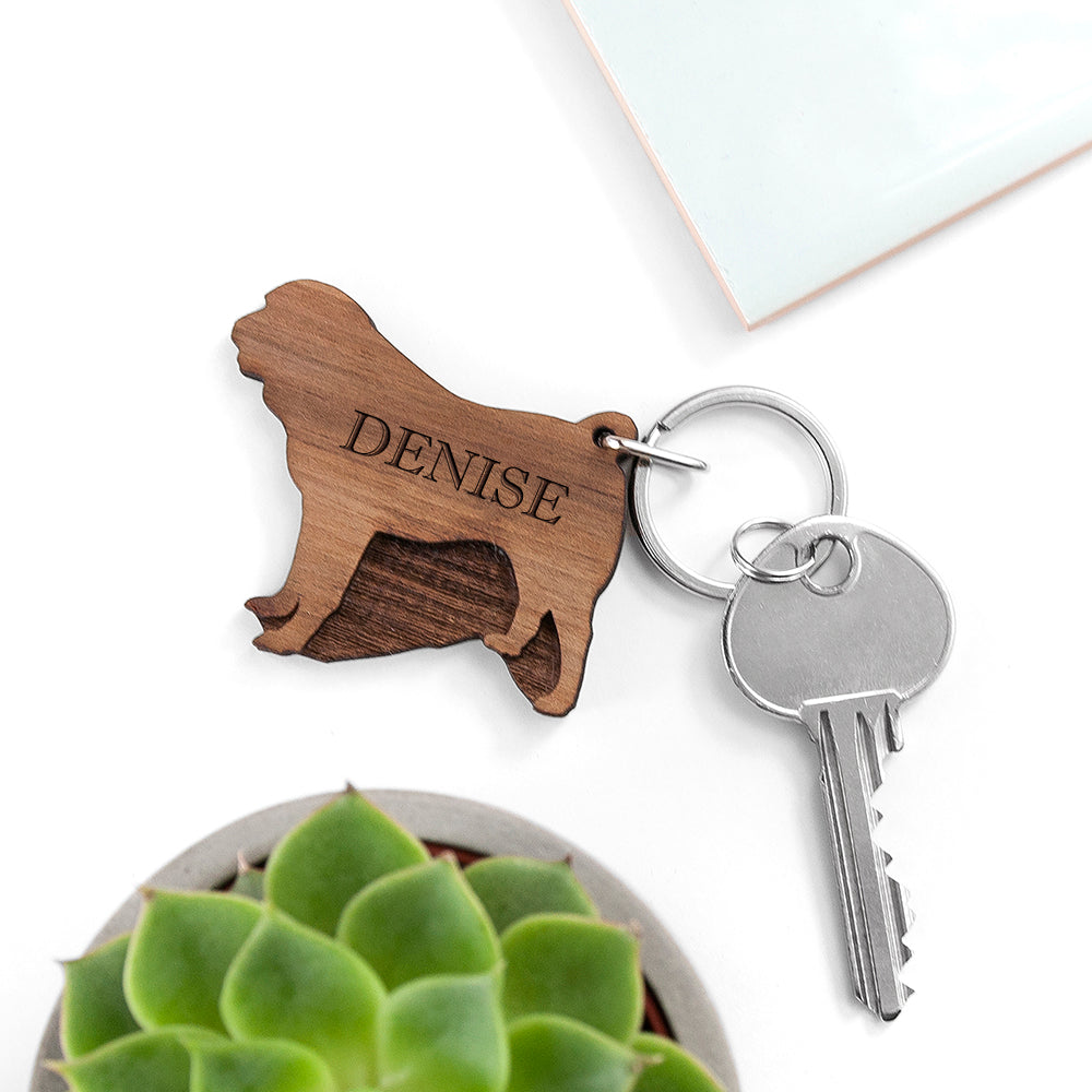 Personalised Dog Breed Wooden Keyring