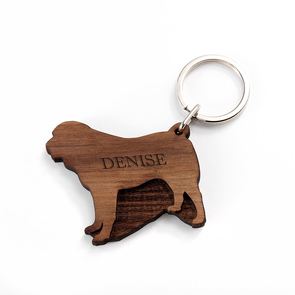 Personalised Dog Breed Wooden Keyring
