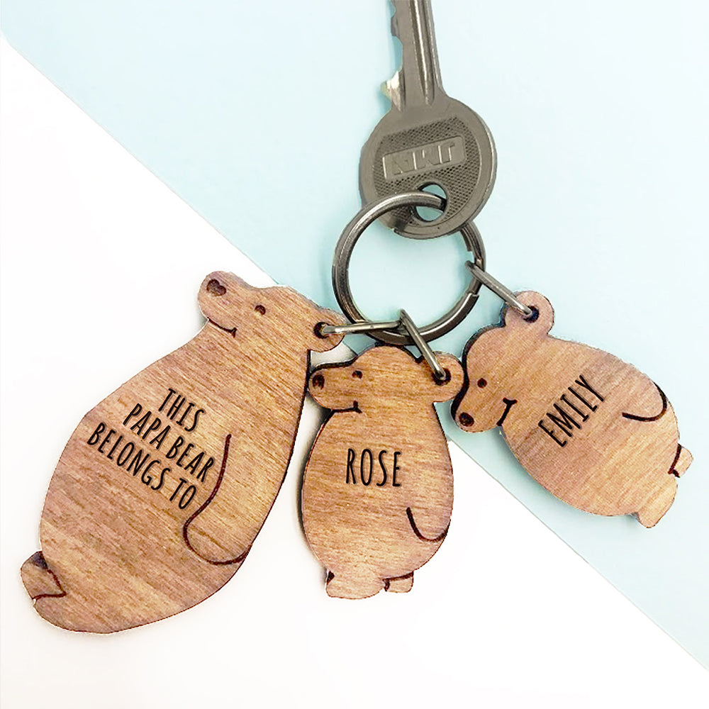 Personalised This Papa Bear Belongs To Keyring Set