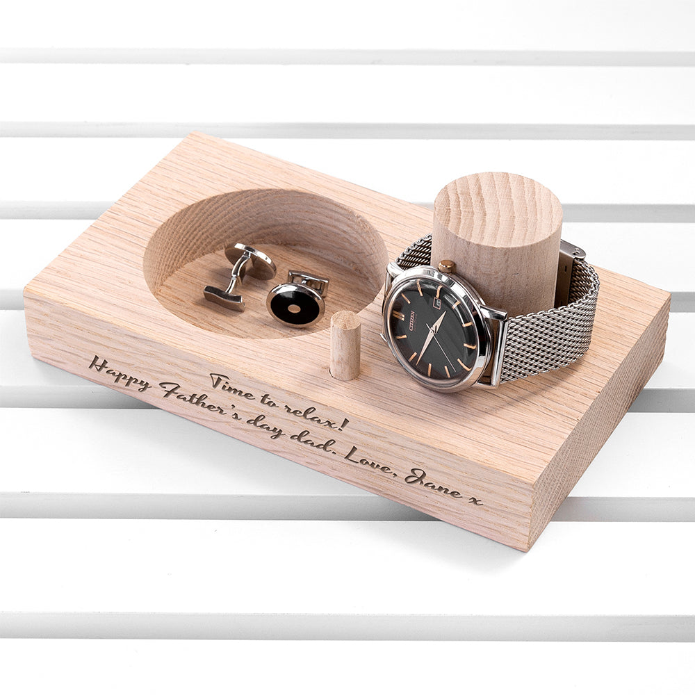 Personalised Oak Wood Watch Stand
