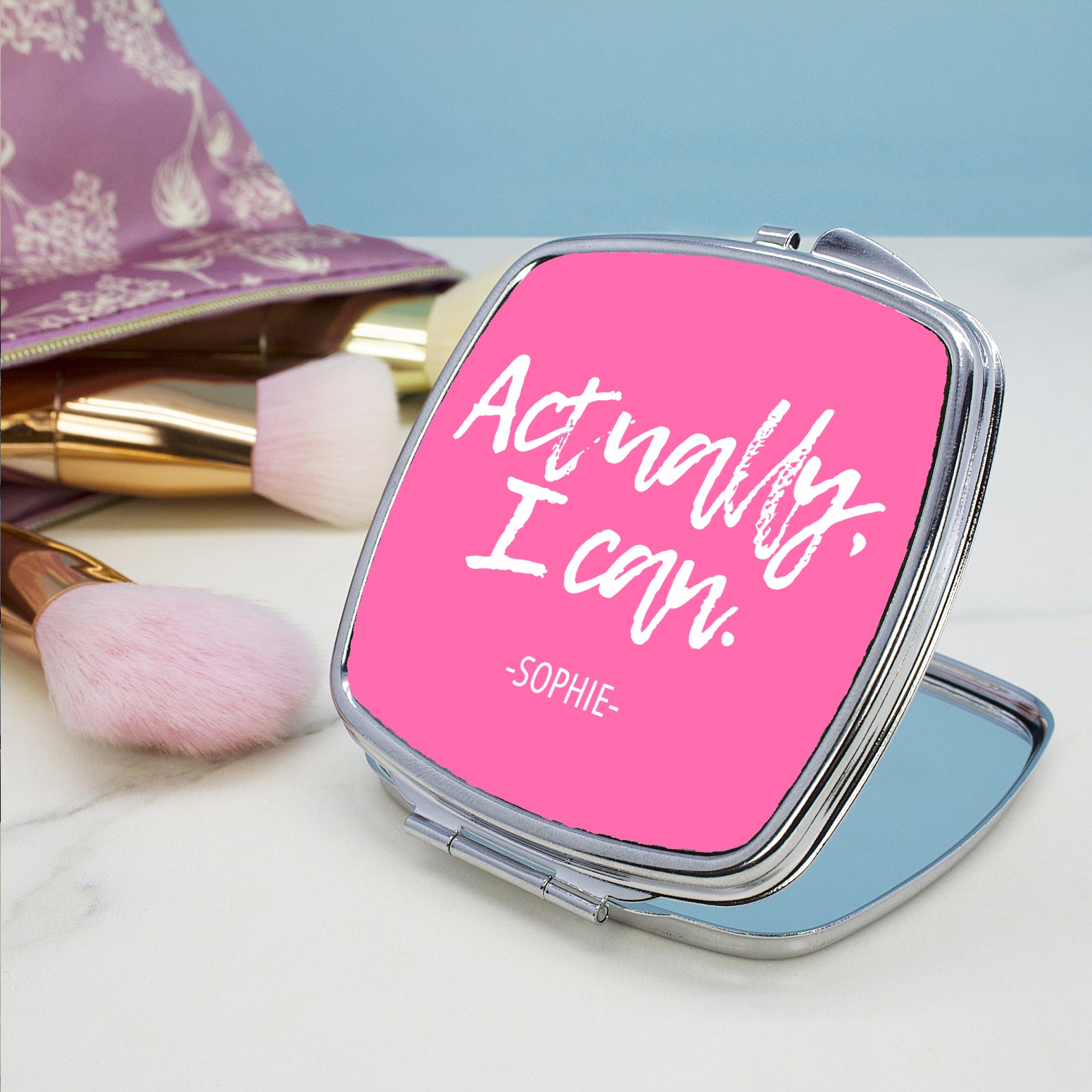 Actually I Can Handwritten Square Compact Mirror