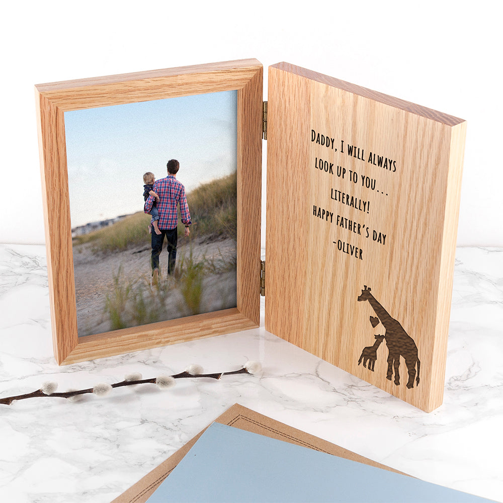 Engraved Father's Day Giraffe Book Photo Frame
