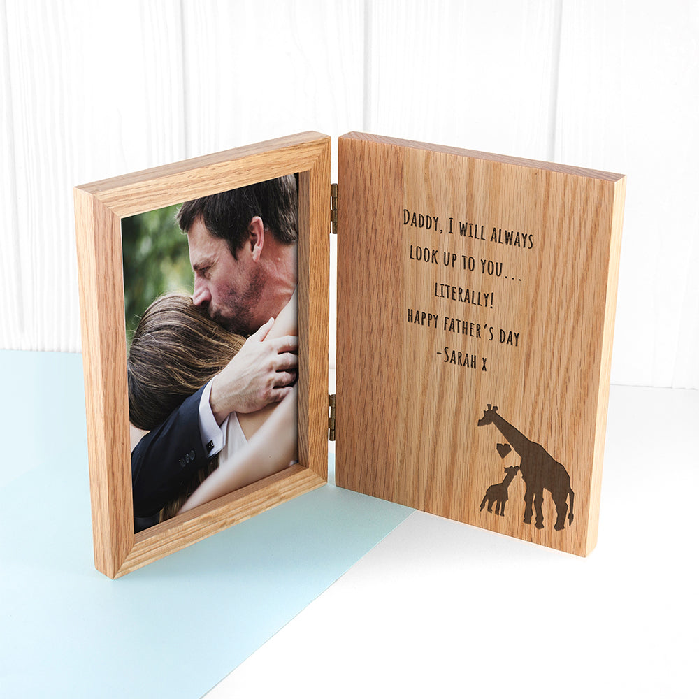 Engraved Father's Day Giraffe Book Photo Frame