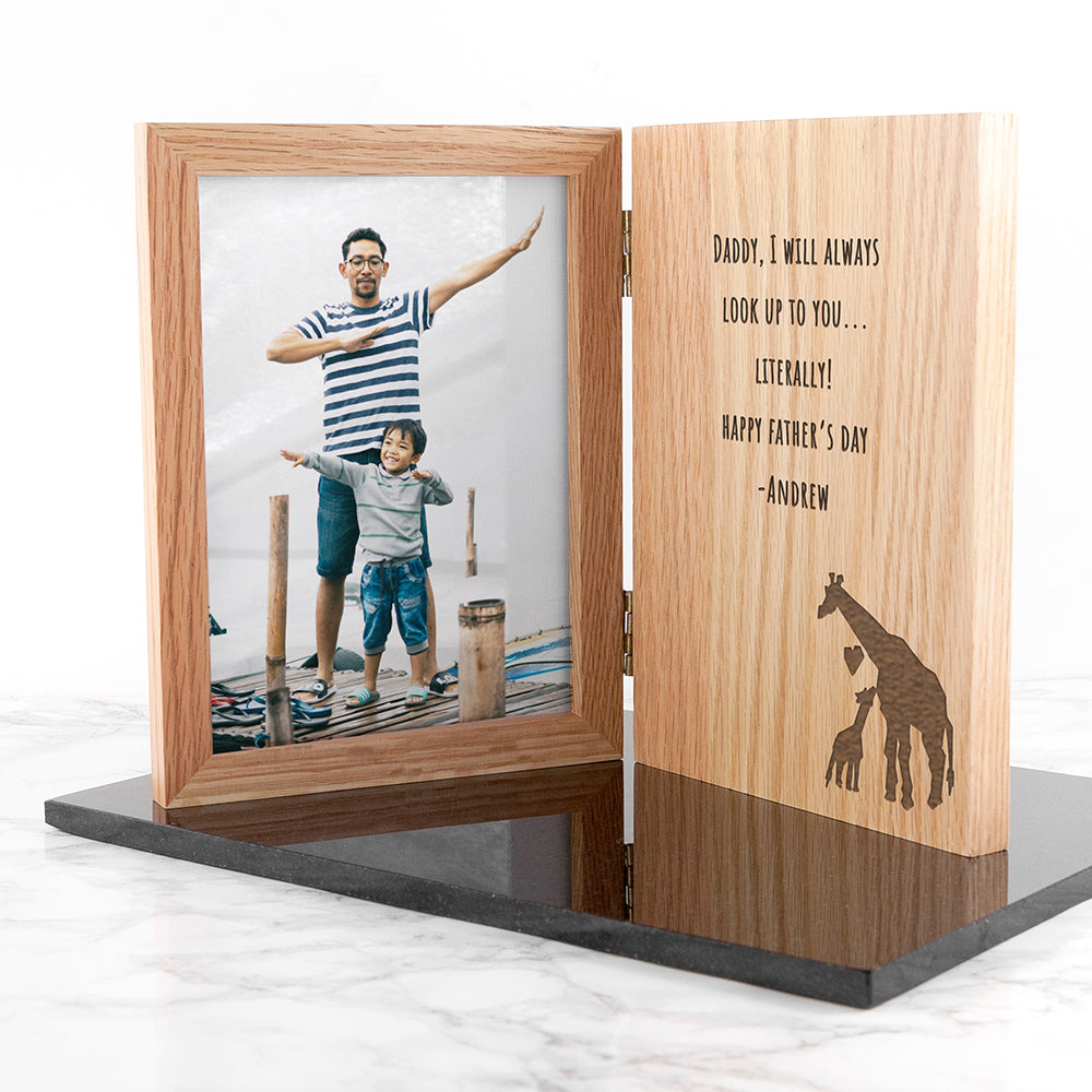 Engraved Father's Day Giraffe Book Photo Frame